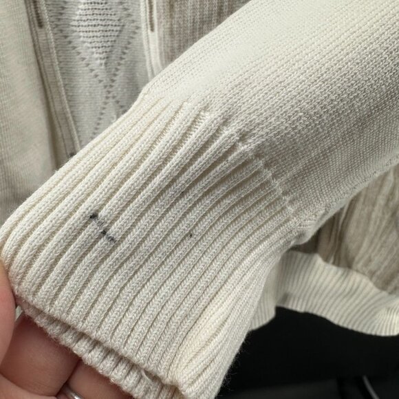 Pronto Uomo Sweater Adult L Creme Brown Textured Knit Casual Sweatshirt Grandpa - Picture 3 of 9